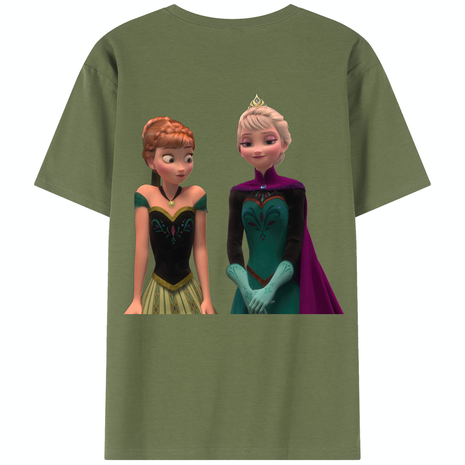 （画像用） アナと雪の女王 アンナ エルサ Frozen Anna Elsa 綿100％半袖Tシャツ（背面プリント）